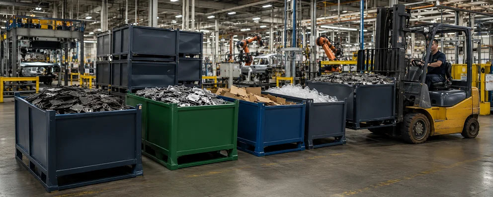 custom recycling containers for an automotive parts manufacturer