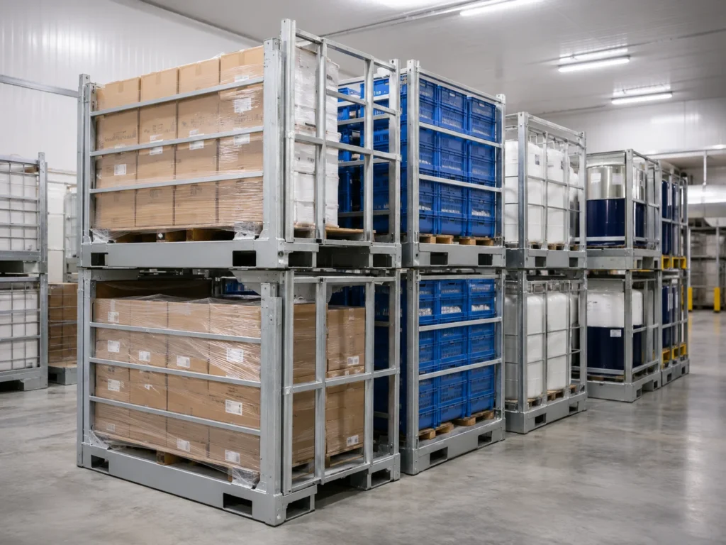 stackable pallet containers for dairy storage