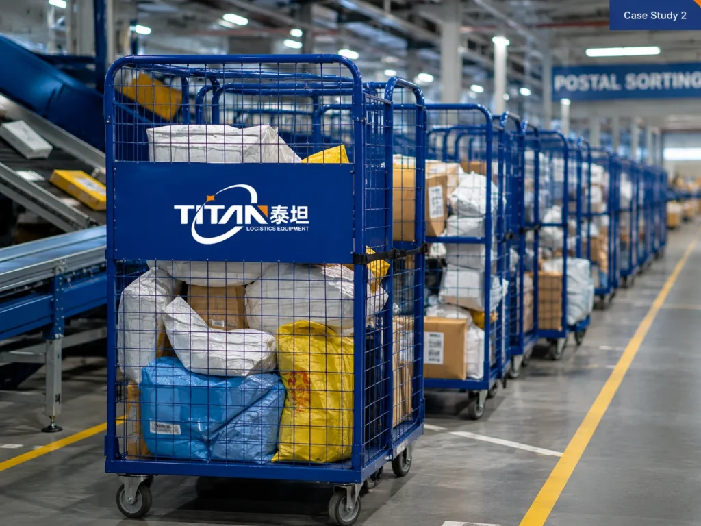 parcel handling roll cage for postal operations