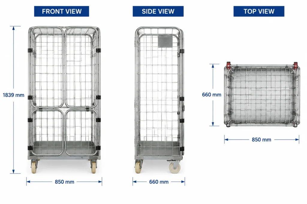 4 sided parcel roll container