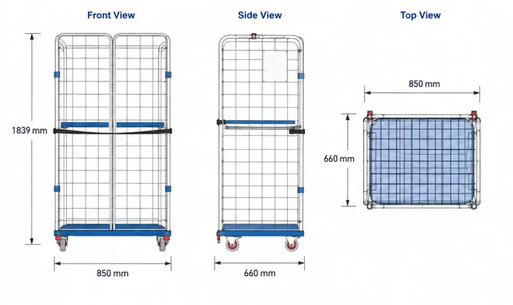 4 sided retail roll cage
