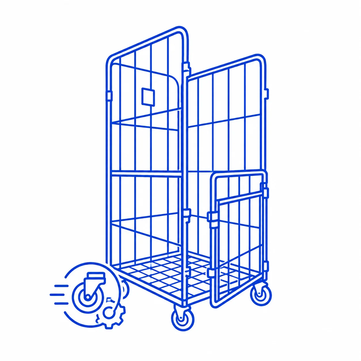 Laundry Roll Cage Split Gate efficient daily handling