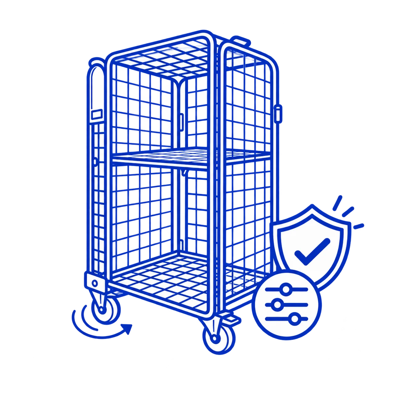 Security Roll Cage enclosed wire mesh helps reduce parcel loss, unauthorized access and handling damage.