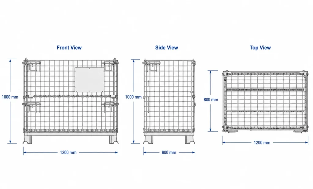 foldable wire mesh container