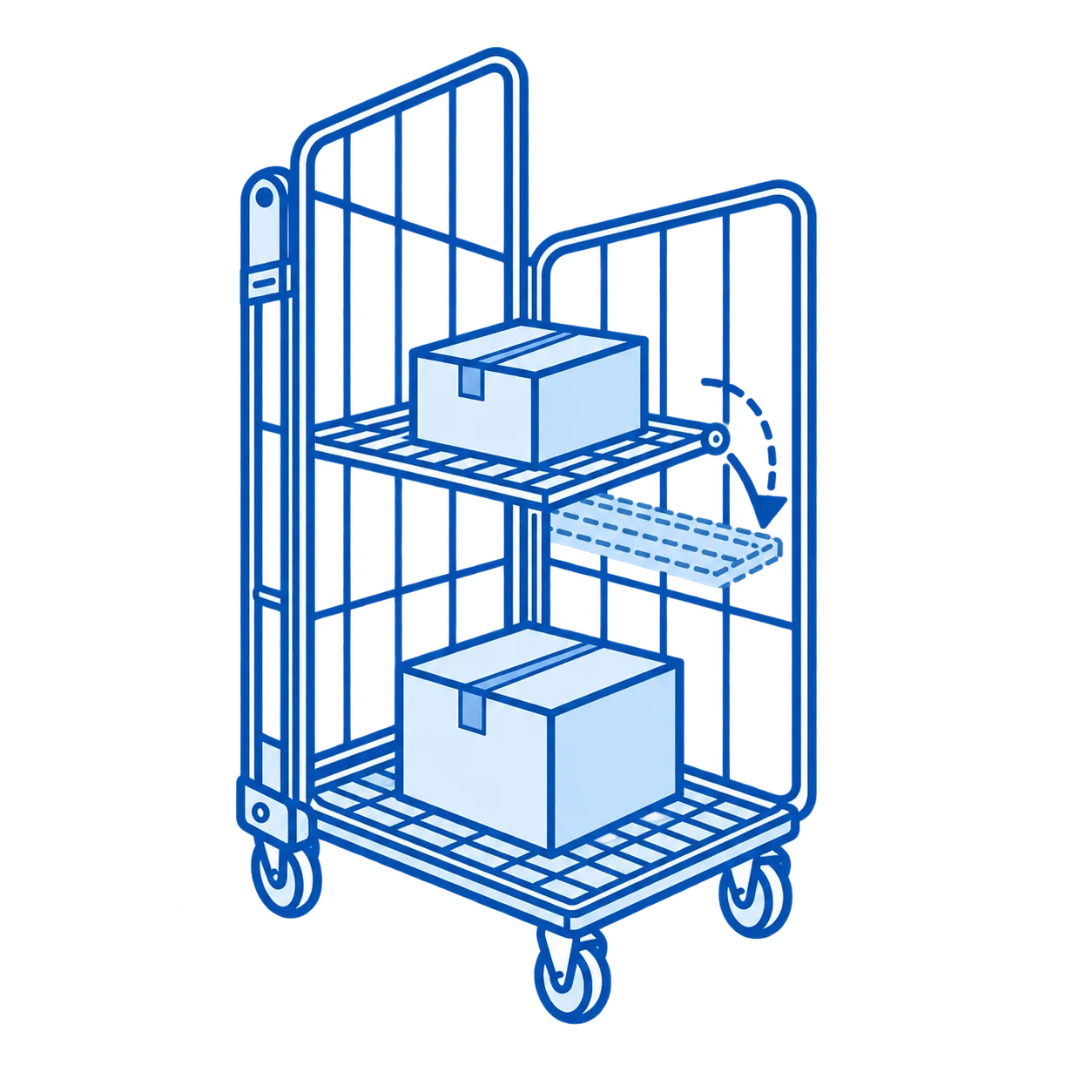 folding middle shelf helps separate products and use vertical space more effectively.