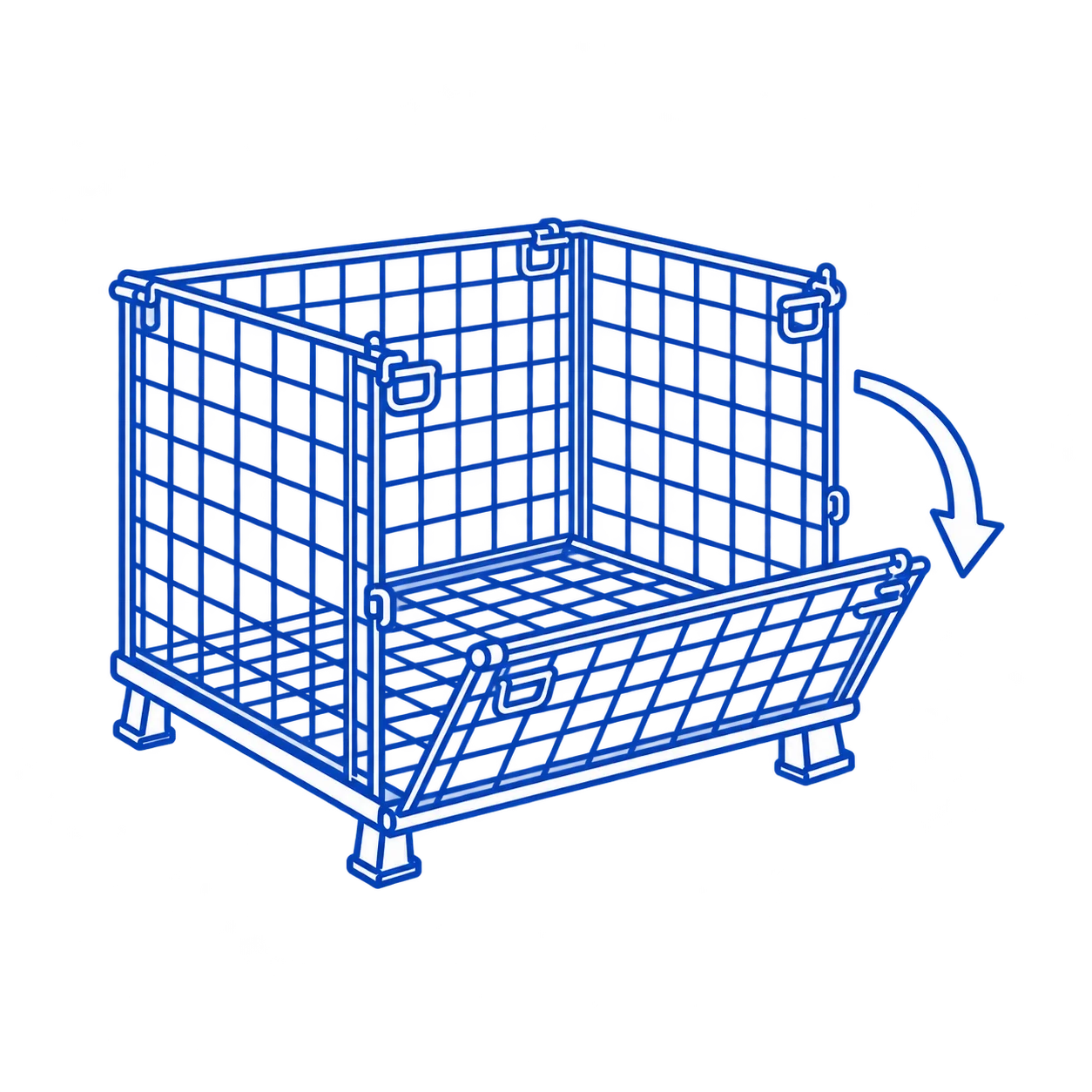 Foldable Wire Mesh Container front drop down gate for easy access
