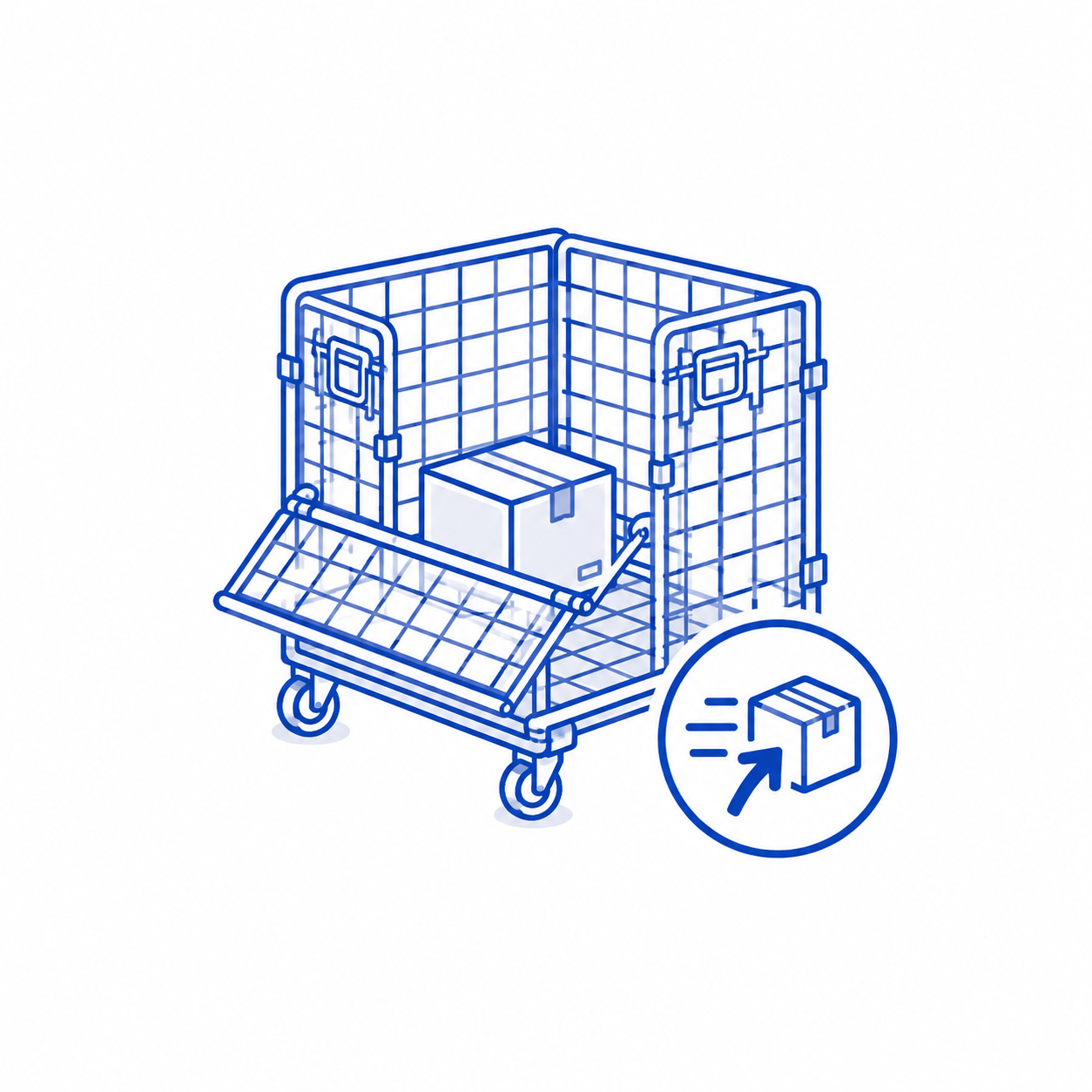Wire Mesh Container heavy duty castors improve movement and handling efficiency.
