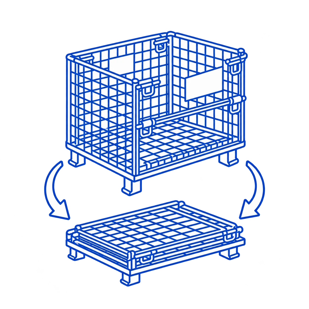 Foldable Wire Mesh Container stackable and forklift friendly structure
