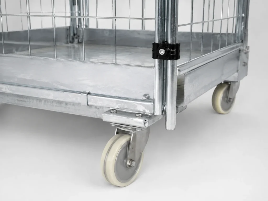 steel base with swivel casters